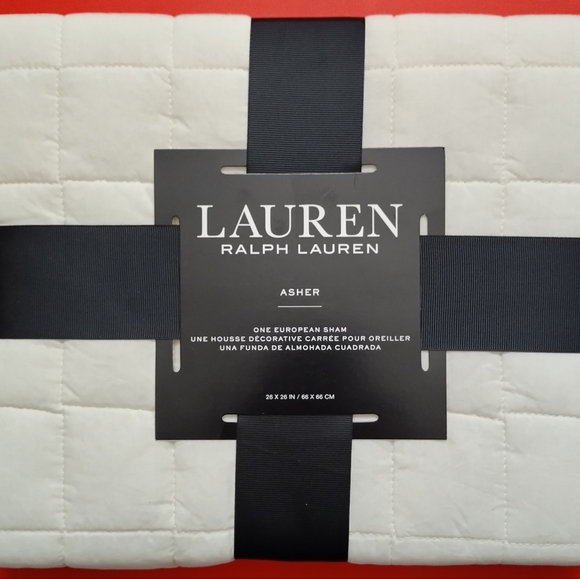 Ralph Lauren One (1) ASHER Euro Sham Ivory off white 26 x 26 Quilted Cotton - Picture 8 of 8